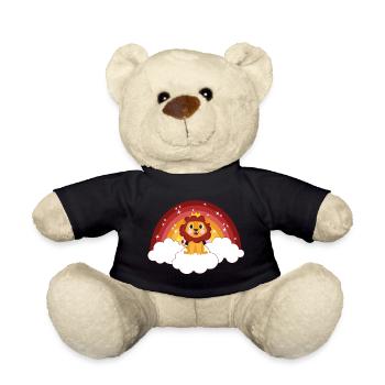 Regenbogen Löwen König Wolken Sterne Geschenk Idee - Teddy - Schwarz - Vorne