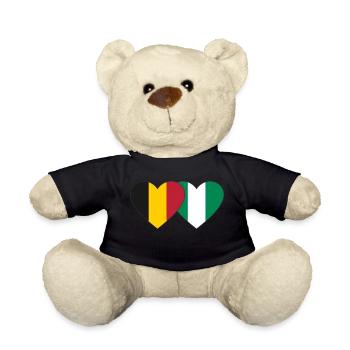 Belgium Nigeria Flag Heart - Teddy Bear - black - Front