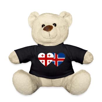 Georgia Iceland Flag Heart - Teddy Bear - black - Front