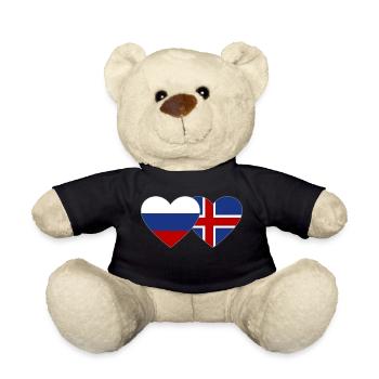 Russia Iceland Flag Heart - Teddy Bear - black - Front