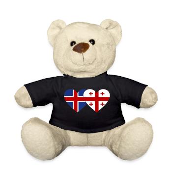 Island Georgien Flagge Herz - Teddy - Schwarz - Vorne