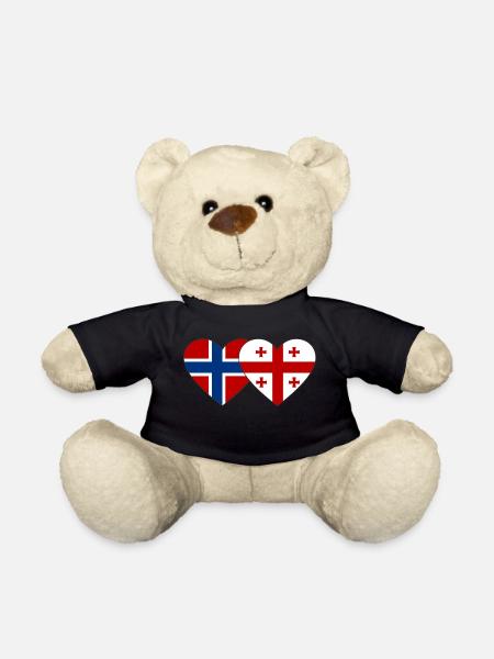 Norwegen Georgien Flagge Herz - Teddy - Schwarz