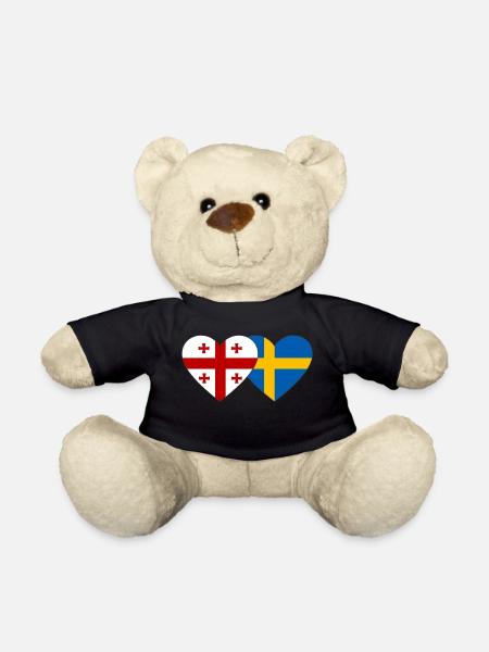 Georgien Schweden Flagge Herz - Teddy - Schwarz