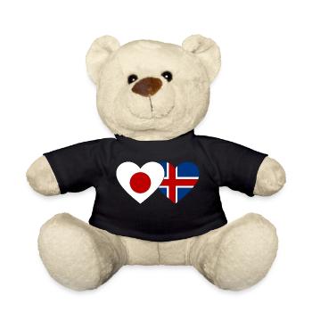 Japan Iceland Flag Heart - Teddy Bear - black - Front