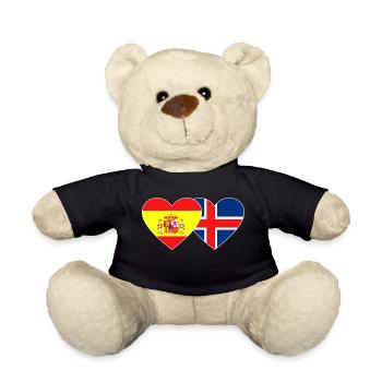 Spain Iceland Flag Heart - Teddy Bear - black - Front