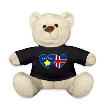 Kosovo Island Flagge Herz - Teddy - Schwarz - Vorne