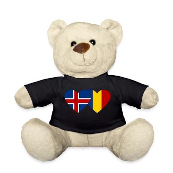 Iceland Romania Flag Heart - Teddy Bear - black - Front