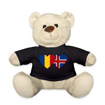 Roumanie Islande Flag Heart - Nounours - noir - Devant