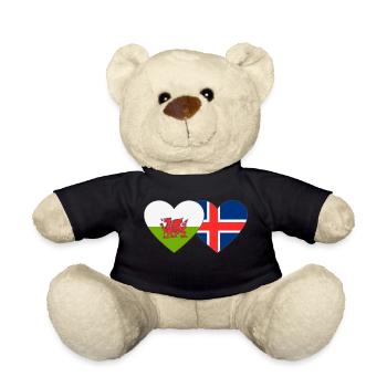 Pays de Galles Islande Flag Heart - Nounours - noir - Devant