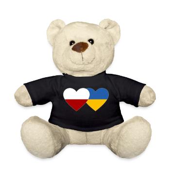 Polen Ukraine Flagge Herz - Teddy - Schwarz - Vorne