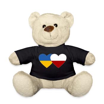 Ukraine Poland Flag Heart - Teddy Bear - black - Front