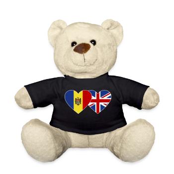 Moldavie Angleterre Drapeau Coeur - Nounours - noir - Devant