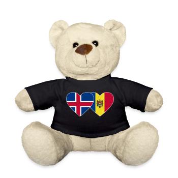 Iceland Moldova Flag Heart - Teddy Bear - black - Front
