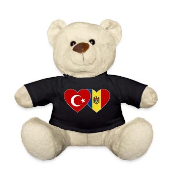 Turkey Moldova Flag Heart - Teddy Bear - black - Front