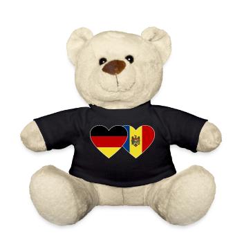 Germany Moldova Flag Heart - Teddy Bear - black - Front