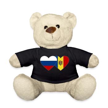 Russia Moldova Flag Heart - Teddy Bear - black - Front