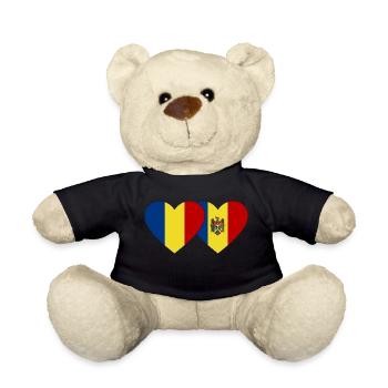 Romania Moldova Flag Heart - Teddy Bear - black - Front