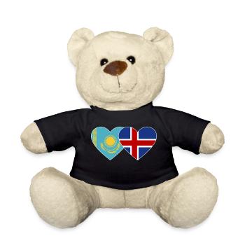 Kasachstan Island Flagge Herz - Teddy - Schwarz - Vorne