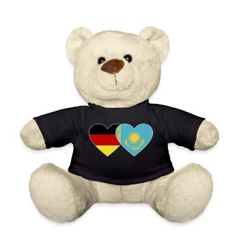 Germany Kazakhstan Flag Heart - Teddy Bear - black - Front