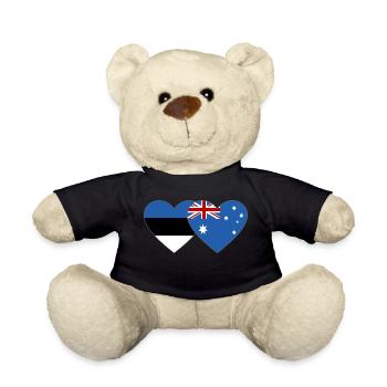 Estland Australien Flagge Herz - Teddy - Schwarz - Vorne