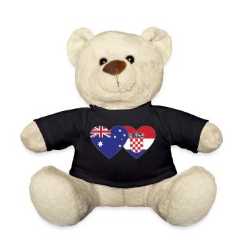 Australia Croatia Flag Heart - Teddy Bear - black - Front
