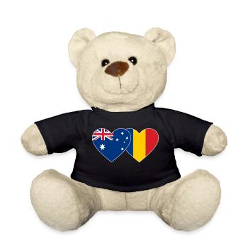 Australia Romania Flag Heart - Teddy Bear - black - Front