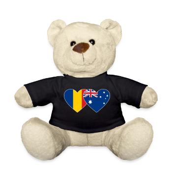 Rumänien Australien Flagge Herz - Teddy - Schwarz - Vorne