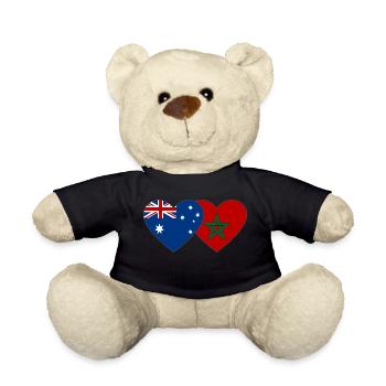 Australia Morocco Flag Heart - Teddy Bear - black - Front