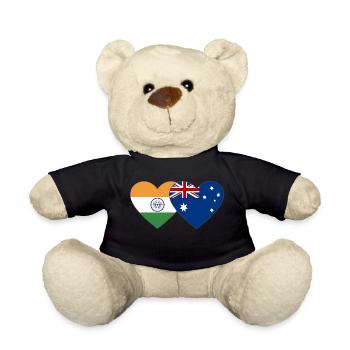 India Australia Flag Heart - Teddy Bear - black - Front