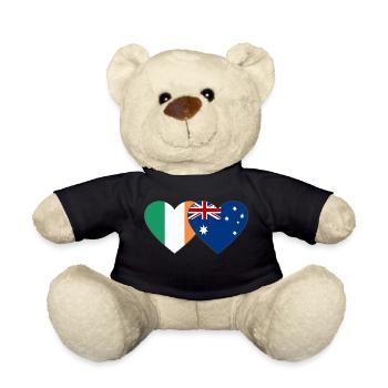 Ireland Australia Flag Heart - Teddy Bear - black - Front