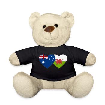 Australia Wales Flag Heart - Teddy Bear - black - Front