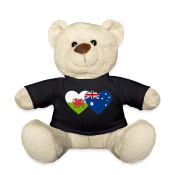 Wales Australien Flagge Herz - Teddy - Schwarz - Vorne