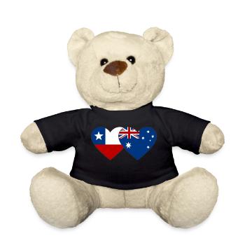 Chile Australia Flag Heart - Teddy Bear - black - Front