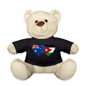 Australia Jordan Flag Heart - Teddy Bear - black - Front