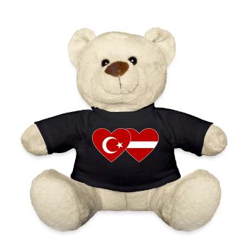 Turkey Latvia Flag Heart - Teddy Bear - black - Front