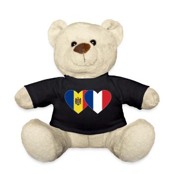 Moldawien Frankreich Flagge Herz - Teddy - Schwarz - Vorne