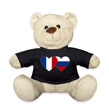 France Russie Flag Coeur - Nounours - noir - Devant