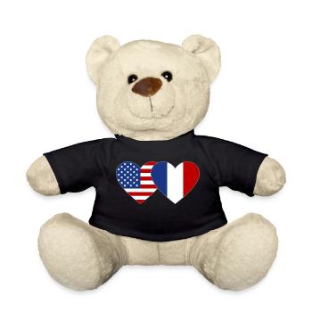 Drapeau USA France Coeur - Nounours - noir - Devant