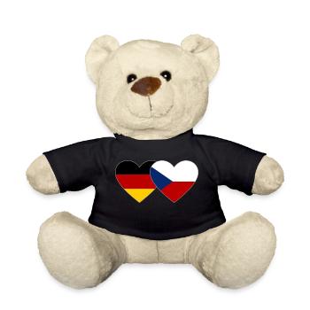 Deutschland Tschechien Flagge Herz - Teddy - Schwarz - Vorne