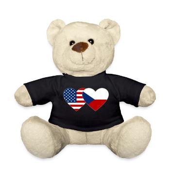 USA Tschechien Flagge Herz - Teddy - Schwarz - Vorne