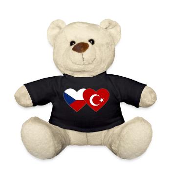 Tschechien Türkei Flagge Herz - Teddy - Schwarz - Vorne