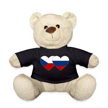 Czech Republic Russia Flag Heart - Teddy Bear - black - Front
