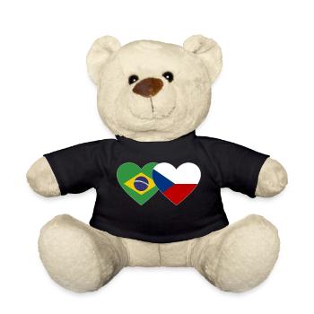 Brazil Czech Republic Flag Heart - Teddy Bear - black - Front
