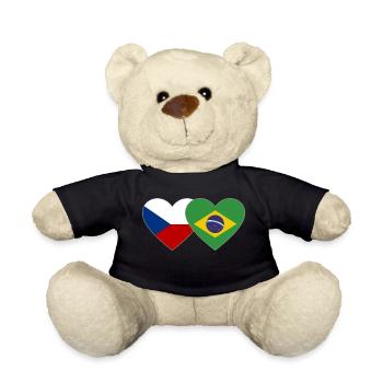 République tchèque Brésil Flag Heart - Nounours - noir - Devant