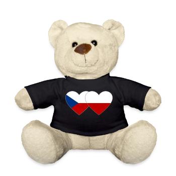 Tschechien Polen Flagge Herz breit - Teddy - Schwarz - Vorne