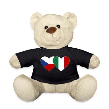 Tschechien Italien Flagge Herz - Teddy - Schwarz - Vorne
