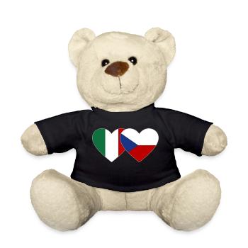 Italien Tschechien Flagge Herz - Teddy - Schwarz - Vorne