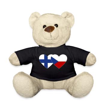 Finnland Tschechien Flagge Herz - Teddy - Schwarz - Vorne
