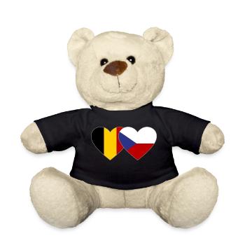 Belgique République tchèque Flag Heart - Nounours - noir - Devant