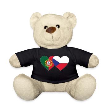 Portugal Tschechien Flagge Herz - Teddy - Schwarz - Vorne